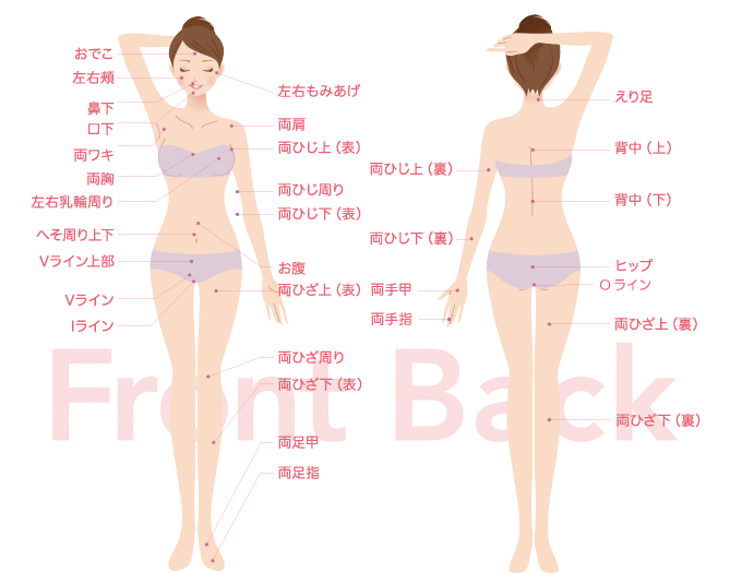 シースリー（C3）梅田店は全身53ヶ所脱毛